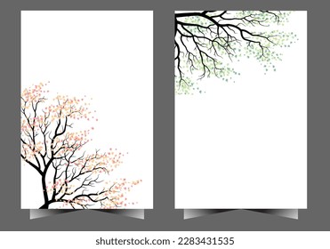 an invitation template with beautiful flower and tree images in subdued colors