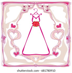 Invitation template with beautiful wedding dress