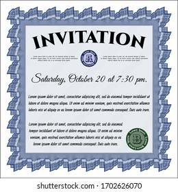 Invitation template. Beauty design.    Blue color.