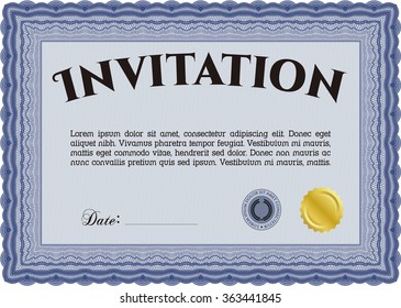 Invitation template. Border, frame.Sophisticated design. Easy to print. 