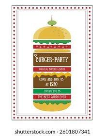Invitation template burger party vector