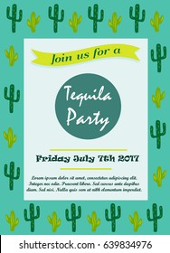 Invitation template with cacti for tequila party or event