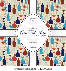 Invitation template card with bar colorful background, vector illustration