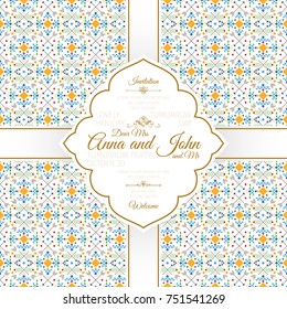 Invitation template card with geometric pattern, vector illustration