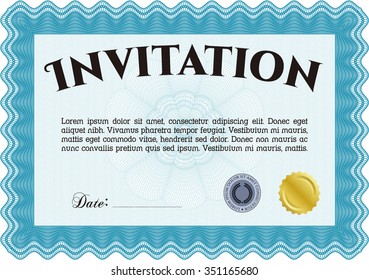 Invitation template. With complex background. Vector illustration.Complex design. 