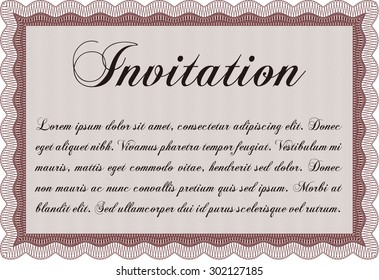 Invitation template. With complex linear background. Complex design. Border, frame.