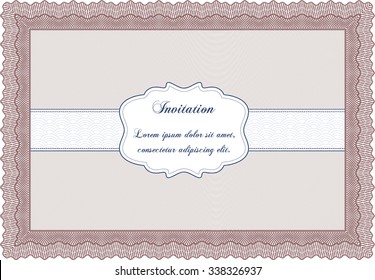 Invitation template. With complex linear background. Complex design. Border, frame.
