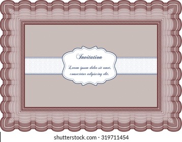 Invitation template. Customizable, Easy to edit and change colors.With complex linear background. Beauty design. 
