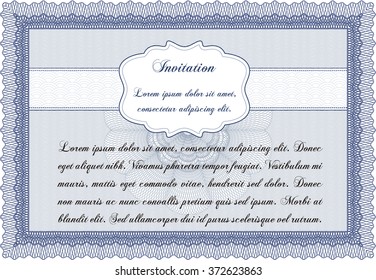 Invitation template. Detailed.With guilloche pattern. Artistry design. 