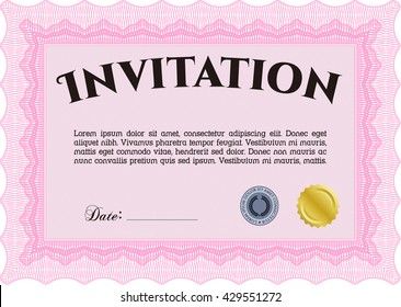 Plantilla de invitación. Fácil de imprimir. Buen diseño. Detallado. 