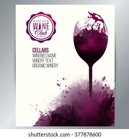 Invitation template for event or party. Suitable for tasting events or wine presentation. Artistic design background with stains. Vector