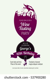 Invitation template for event, party or wine promotion. Suitable for tasting events, parties or wine presentation. Place for your text. Vector illustration.