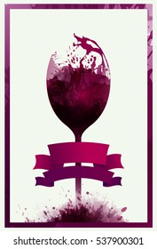 Invitation template for event, party or wine promotion. Suitable for tasting events, parties or wine presentation. Place for your text. Vector illustration.
