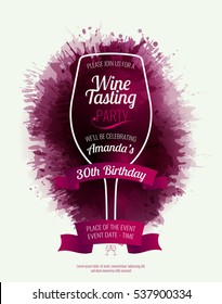 Invitation template for event, party or wine promotion. Suitable for tasting events, parties or wine presentation. Place for your text. Vector illustration.