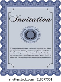 Invitation template. Excellent design. Border, frame.Easy to print. 