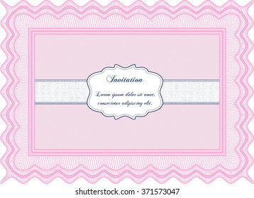 Invitation template. Excellent design. Border, frame.Easy to print. 