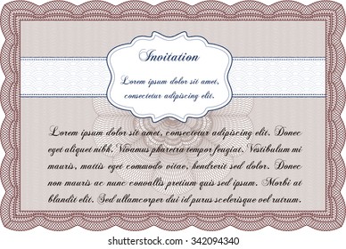 Plantilla de invitación. Excelente diseño. Fácil de imprimir. Borde, marco.