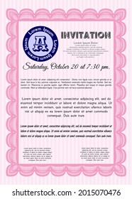 Invitation template. Excellent design. With quality background. Detailed.  Pink color.