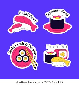 Plantilla de invitación con alimentos de sushi japonés ilustración plana dibujada a mano