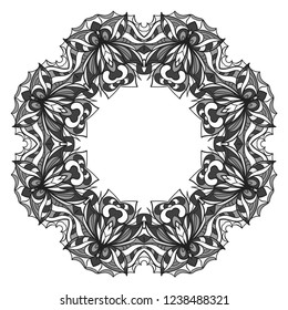 Invitation template with floral frame pattern. For Wedding, greeting cards, Birthday Invitation. The front and rear side. Vector illustration.