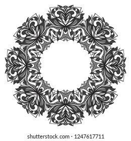 Invitation template with floral frame pattern. For Wedding, greeting cards, Birthday Invitation. The front and rear side. Vector illustration.