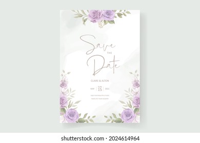 Invitation template with flower and leaf