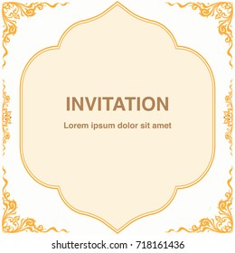 Invitation template, frame and border vector design in Thai style floral antique decorative illustration