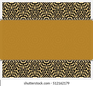 invitation template. gold geometric pattern on a black background. space for text. vector illustration. For design, wallpaper.