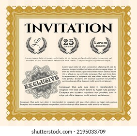 Invitation template. Good design. With background. Vector illustration.  Orange color.