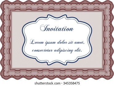 Invitation template. With great quality guilloche pattern. Sophisticated design. Customizable, Easy to edit and change colors.