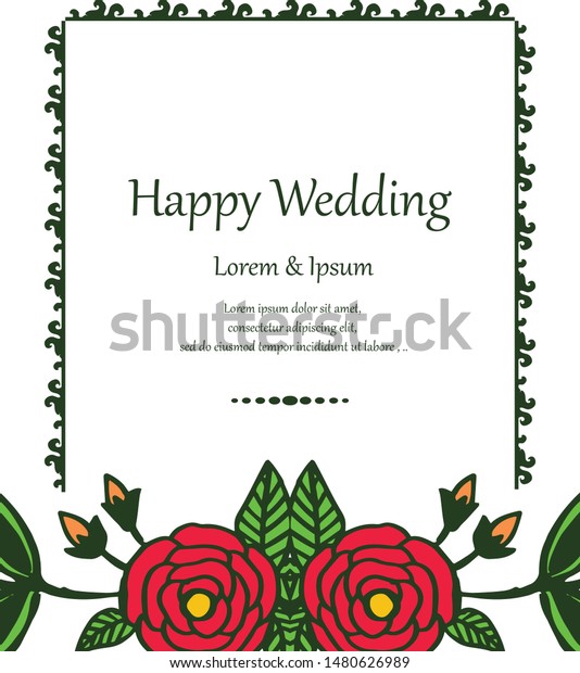Invitation Template Happy Wedding Beautiful Shape のベクター画像素材 ロイヤリティフリー