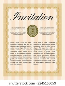 Invitation template. Money design. With background. Customizable, Easy to edit and change colors.  Orange color.