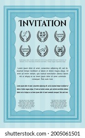 Invitation template. Nice design. Complex background. Vector illustration.  Light blue color.