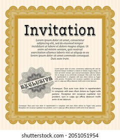 Invitation template. Nice design. Complex background. Customizable, Easy to edit and change colors.  Orange color.