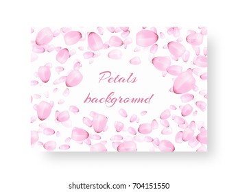 Invitation template for a party with cherry soaring petals on a white background.