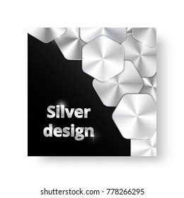 Invitation template for a party with a platinum background and a sparkle of light on a black background.