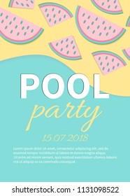Invitation template for pool party. Summer beach in paper cut style. Vector illustration.