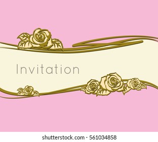 Invitation template. Roses.
Vector template invitations. White roses on a pink background.