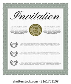 Invitation template. Superior design. With guilloche pattern. Customizable, Easy to edit and change colors.  Green color.