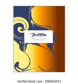 Invitation template vector background, gold marble texture, isolated, blue and white colors, invitation wedding text template, vector eps 10