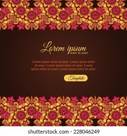 Invitation template vintage flowers lace ornament