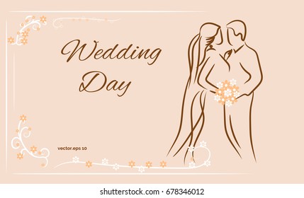 Invitation template for wedding with abstract flowers. Vector