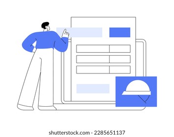 Invitation for tender abstract concept vector illustration. Man getting invitation for tender letter, commercial construction planning, building process, construction contracts abstract metaphor.