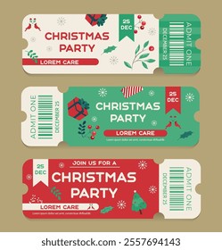 Invitation tickets to the Christmas party. Vector illustration	