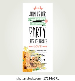 Invitation Valentine's Day.Typography.Vector illustration.
