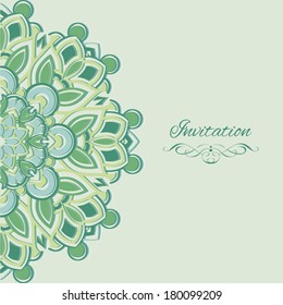 Invitation vector card baroque beige and brown background