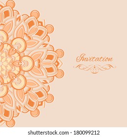Invitation vector card baroque beige and brown background