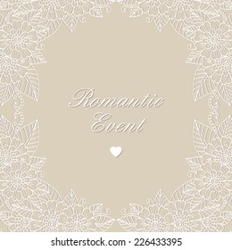 Invitation vector card. Flower lace ornament.