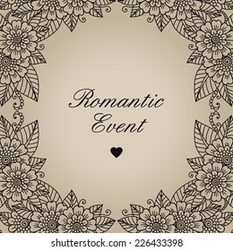 Tarjeta vectorial de invitación. Ornamento de encaje floral.