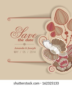 Invitation in vector. Delightful Save the Date card. Adorable romantic card